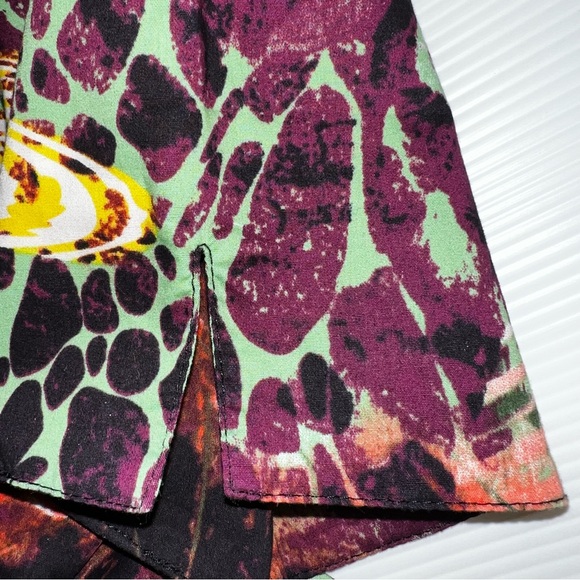 Mishka Women’s Multicolor Tie Waist Open Front Collared Blouse Sz PL - Picture 7 of 11